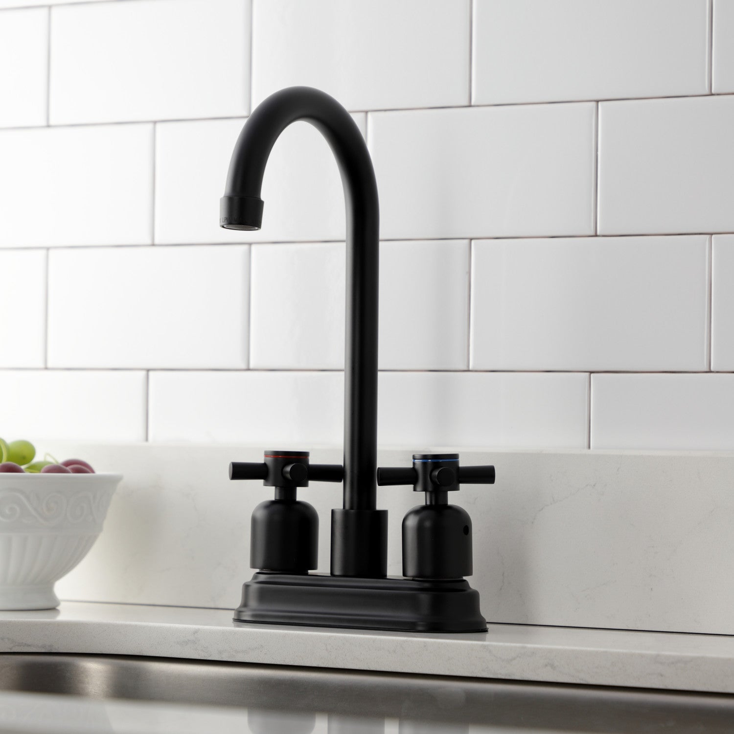 Kingston Tulare KB8490DX - Concord Two-Handle 2-Hole Deck Mount Bar Faucet, Matte Black — thumbnail 2